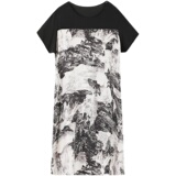 新款时尚宽松显瘦印花连衣裙舒适百搭短袖长裙，女装连衣裙，秋牧寒烟