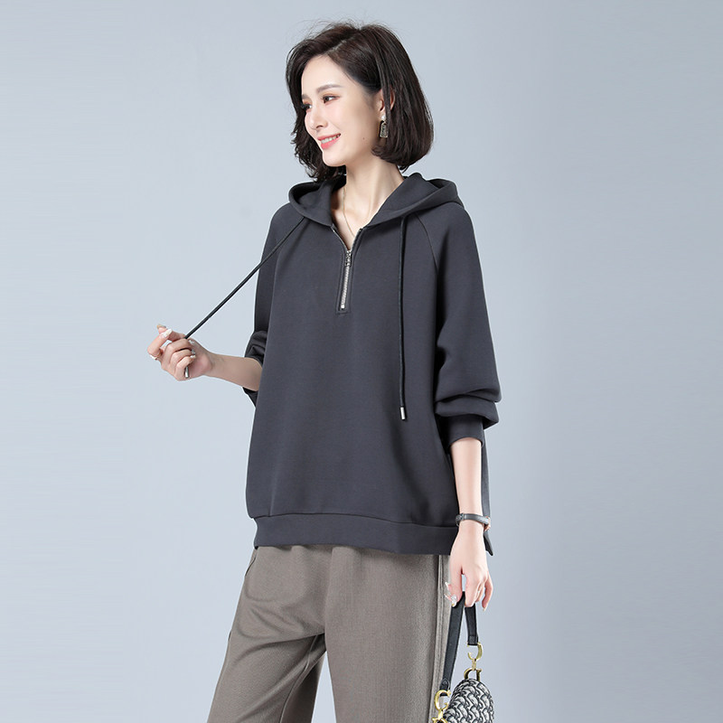时尚宽松显瘦女装卫衣舒适百搭休闲上衣简约大气长袖外套,女装卫衣/绒衫,秋牧寒烟