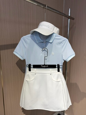 新款高尔夫服装女夏季韩版高尔夫短袖女显瘦高腰高尔夫女裙网球服