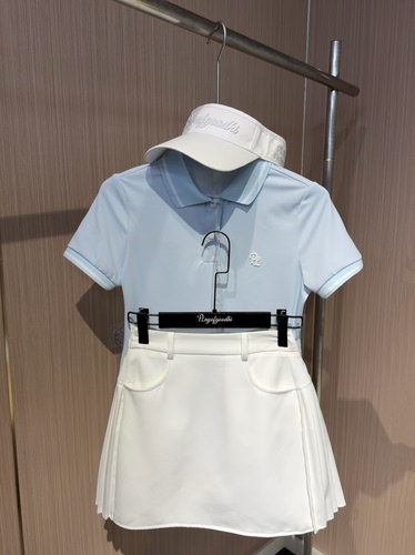 新款高尔夫服装女夏季韩版高尔夫短袖女显瘦高腰高尔夫女裙网球服