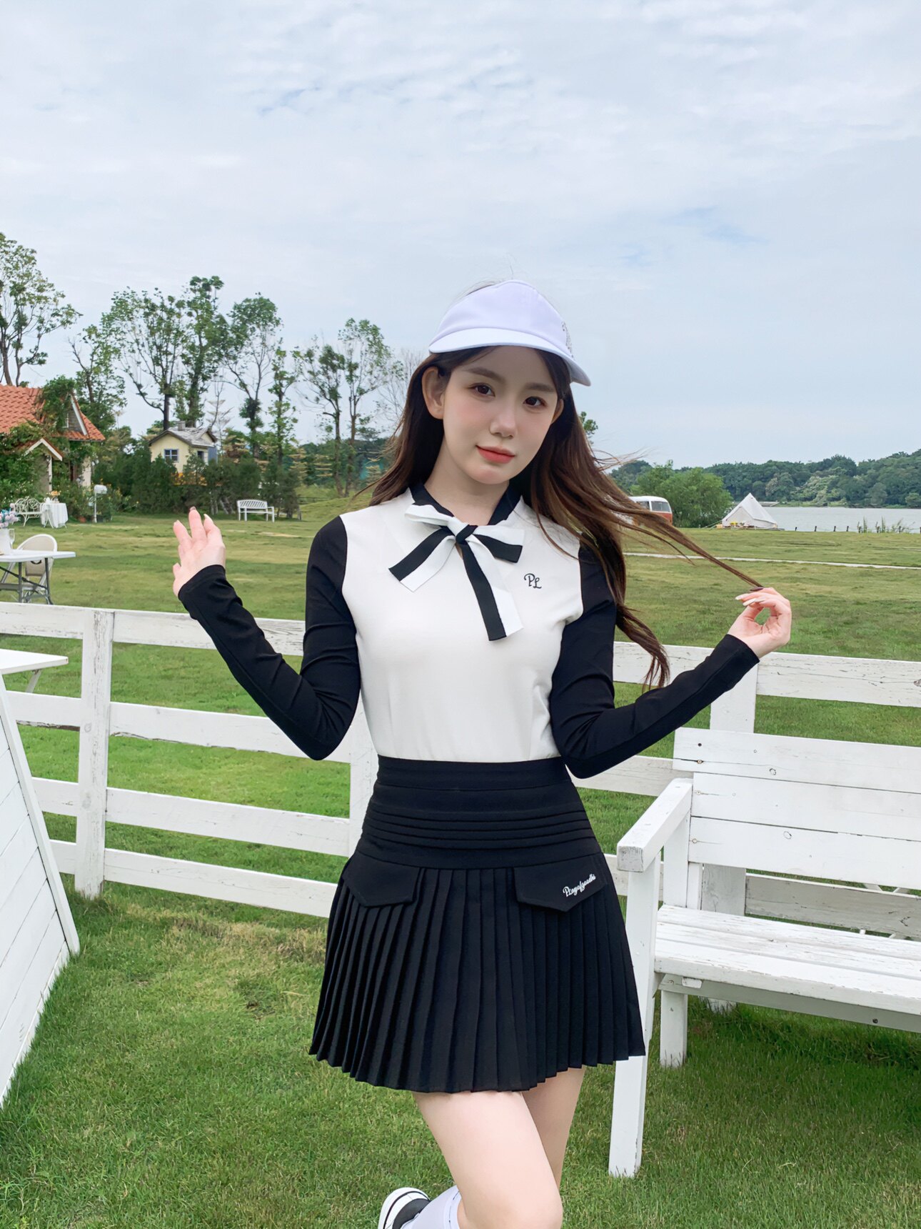 高尔夫服装女韩版高尔夫长袖女高尔夫女裙女装套装女显瘦网球服女