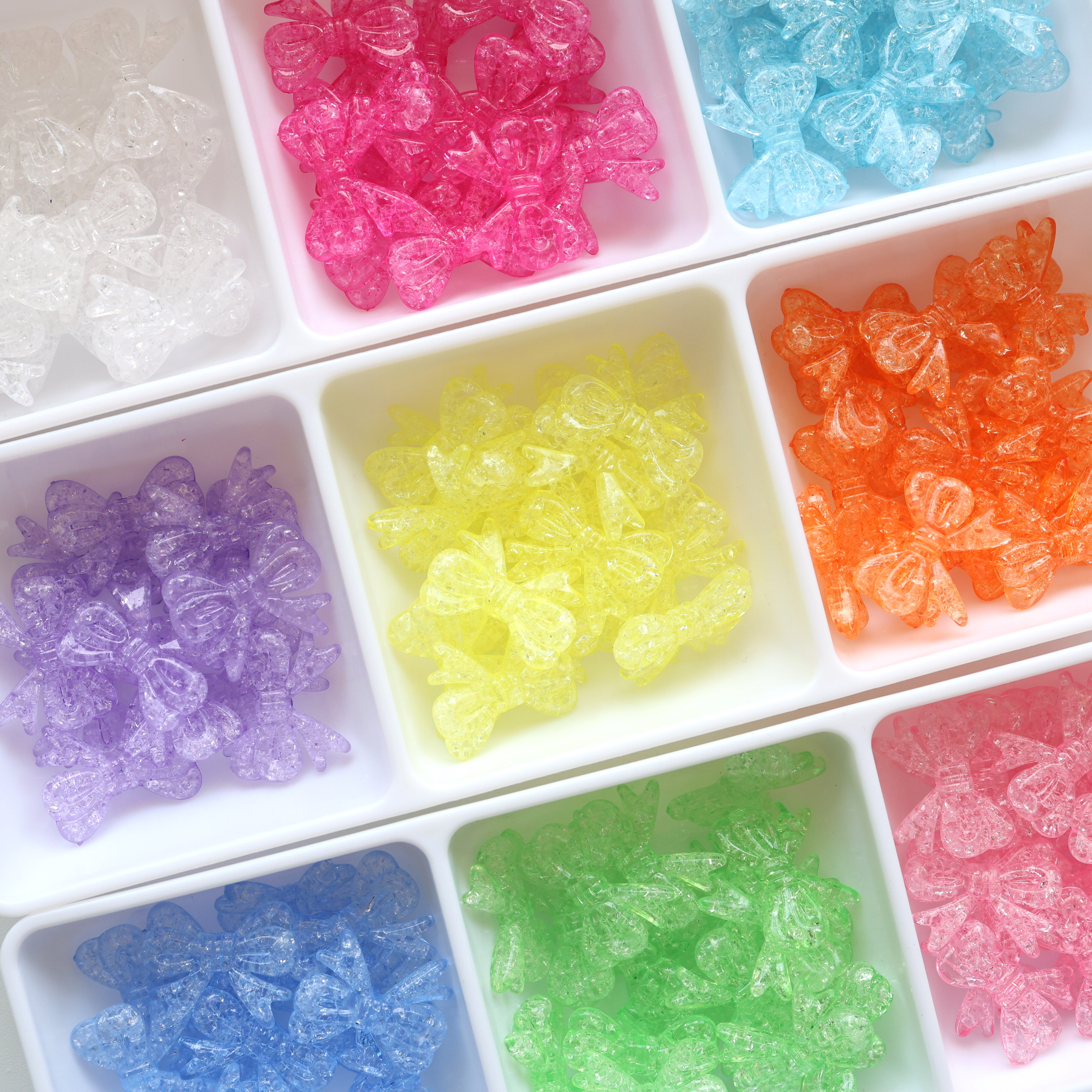 爆裂10色透明蝴蝶结领结碎冰冰 DIY串珠手机链包挂钥匙链材料配饰