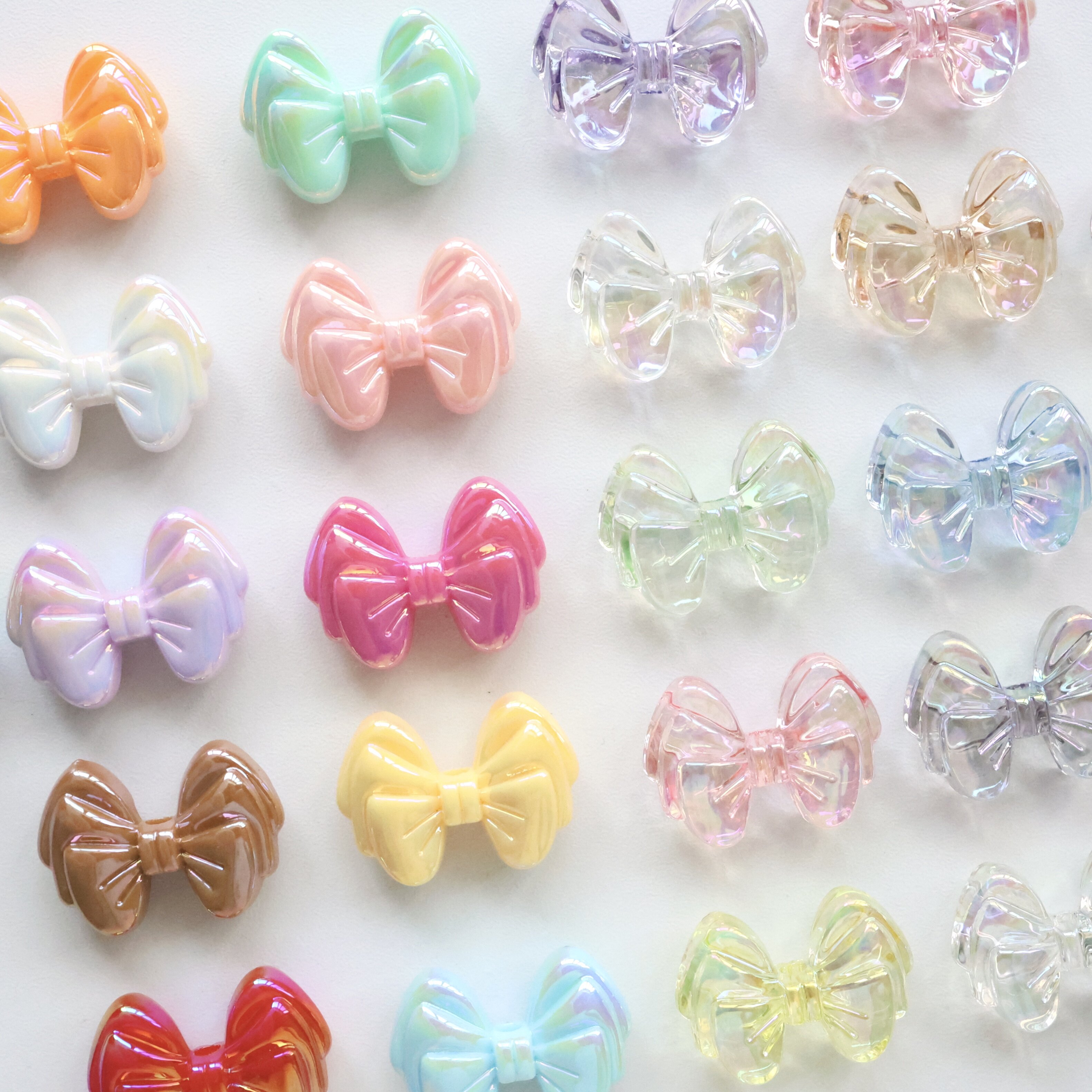 亚克力uv透明/实色幻彩蝴蝶结珠