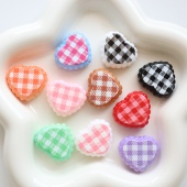 23x26mm印花格纹爱心花边波浪桃心 DIY串珠手机链条挂件材料配饰