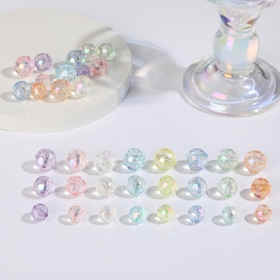 12/14/16mm镀彩切面足球珠角珠 DIY串珠手机链条挂件门链材料配饰