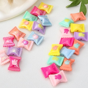 卡通sweet糖果兔子七彩拼色串珠手工diy手机链条挂件发绳材料配饰