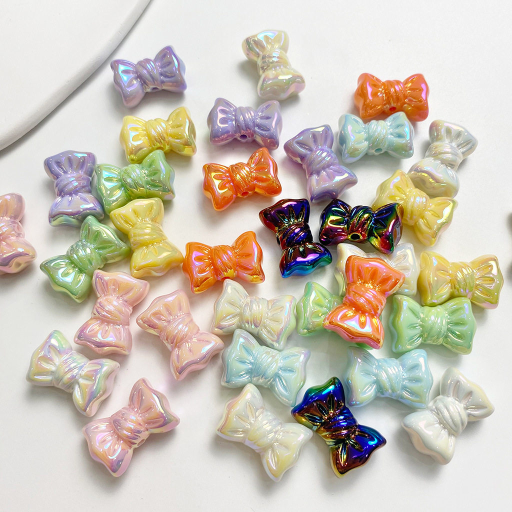 9色炫彩奶油系uv麻花糖果结领结手工DIY皮筋串珠手机链条材料配饰