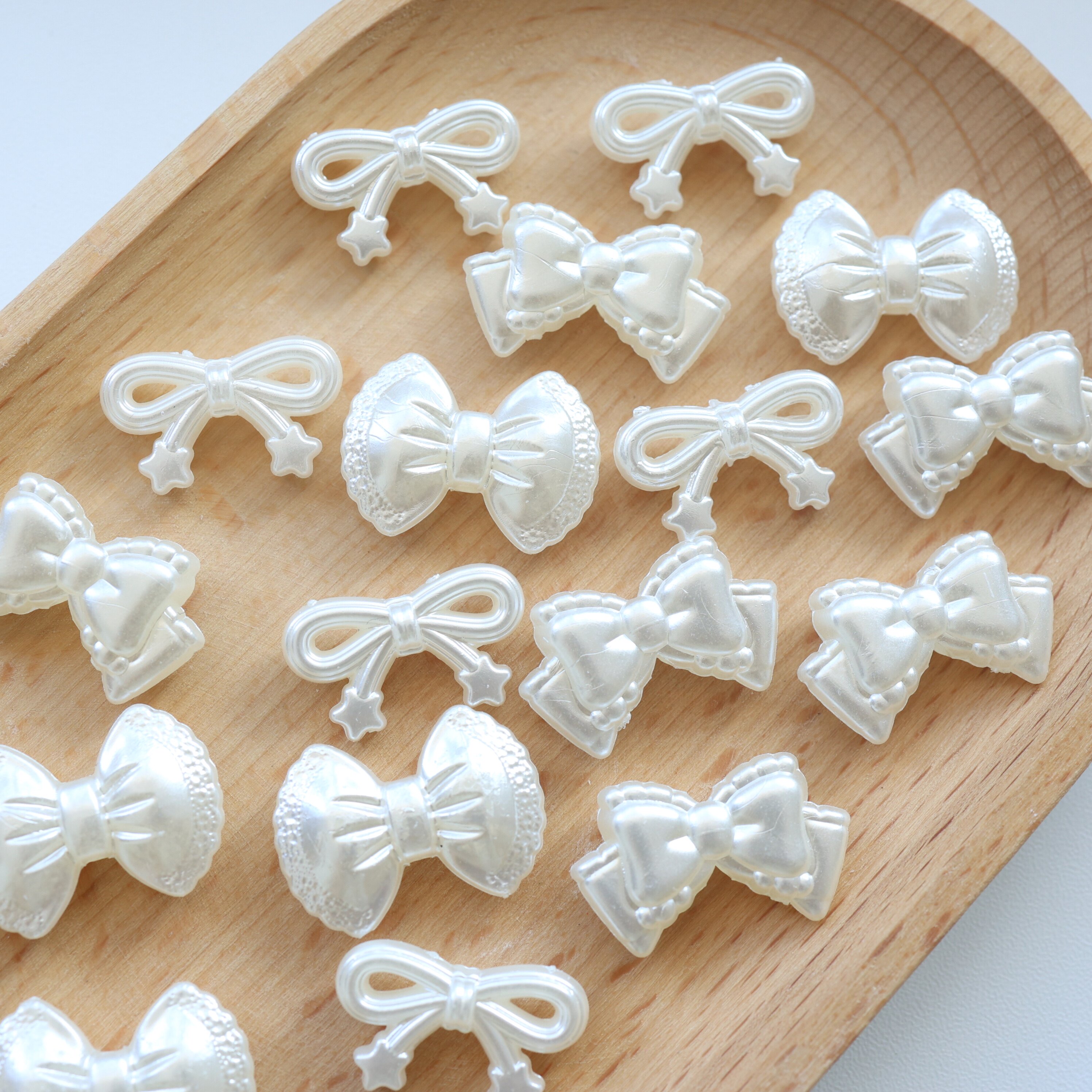 仿珍珠珠光3款小领结蝴蝶结小巧DIY直孔串珠手机链包挂件材料配饰