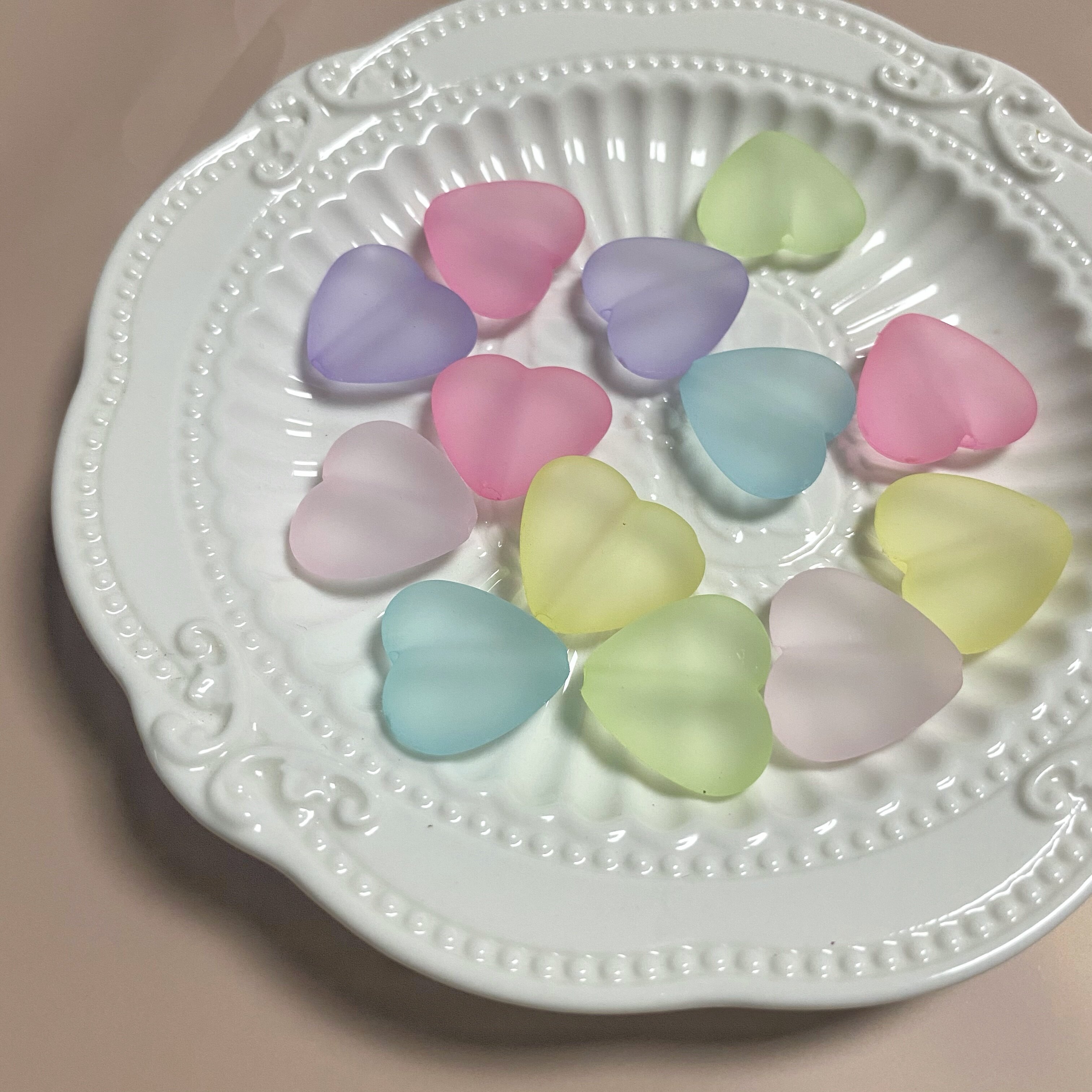 夏日6色通孔橡皮爱心 DIY自制皮筋发绳头饰珠配件制作小孩宝妈喜