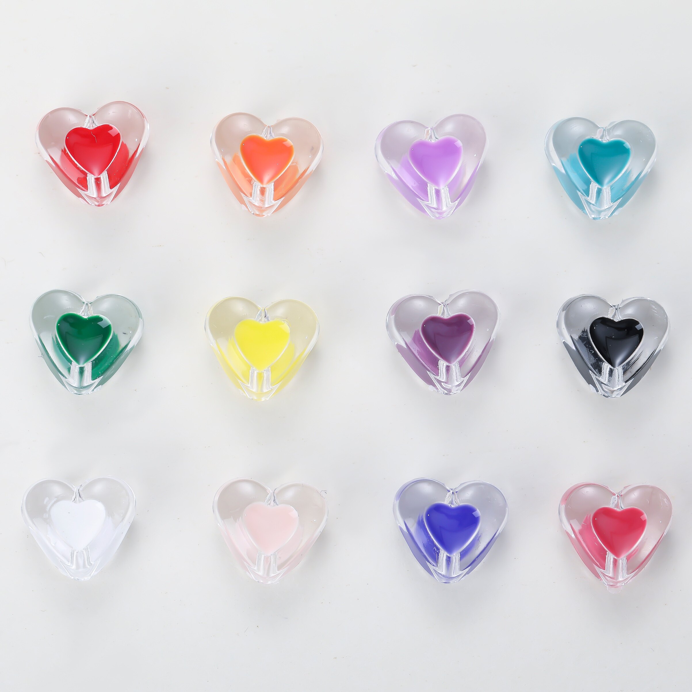 12色透明滴油双面爱心 直孔DIY串珠手机链条钥匙包挂材料制作配饰