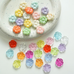 10色透明/实色胖小花朵 镀彩DIY自制皮筋串珠手机链手链材料饰品