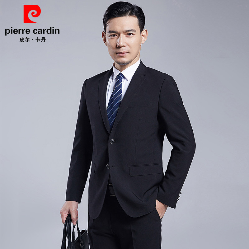 皮尔卡丹西服套装男士正装黑色