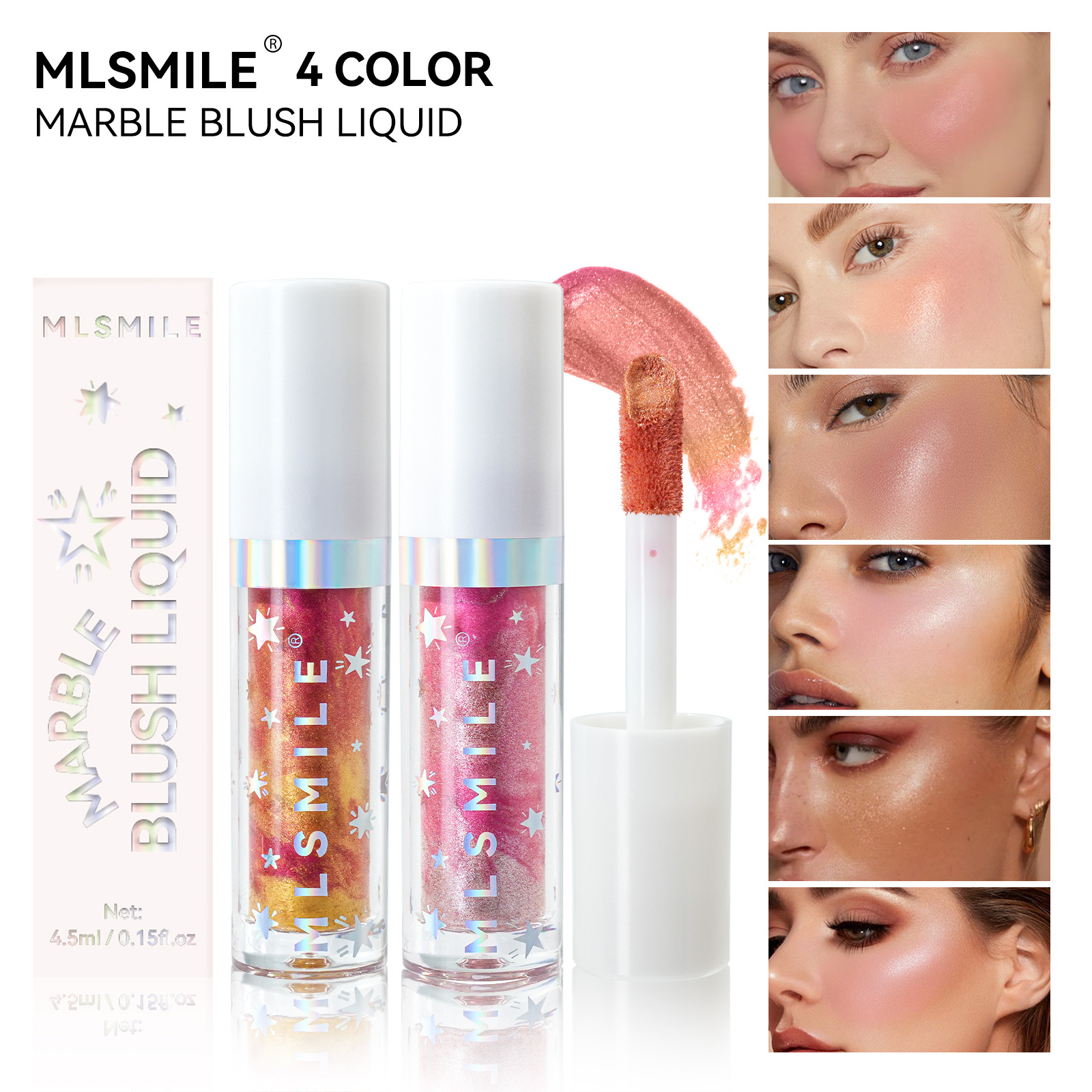 MLSMILE marble powder blusher liquid natural nude makeup li