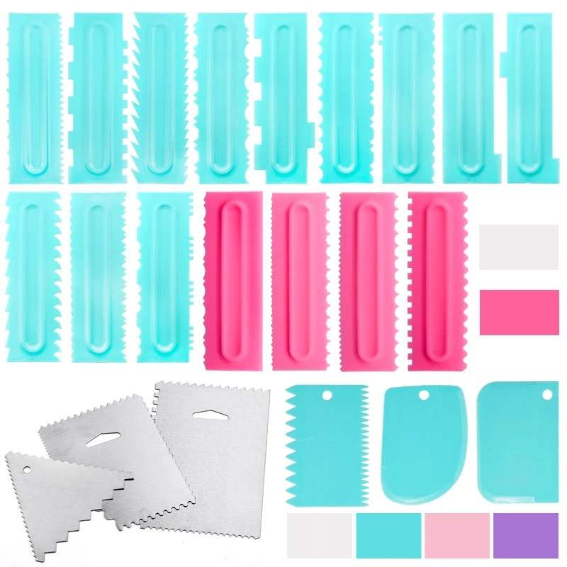 Plastic cake scraper three piece set trapezoidal baking des