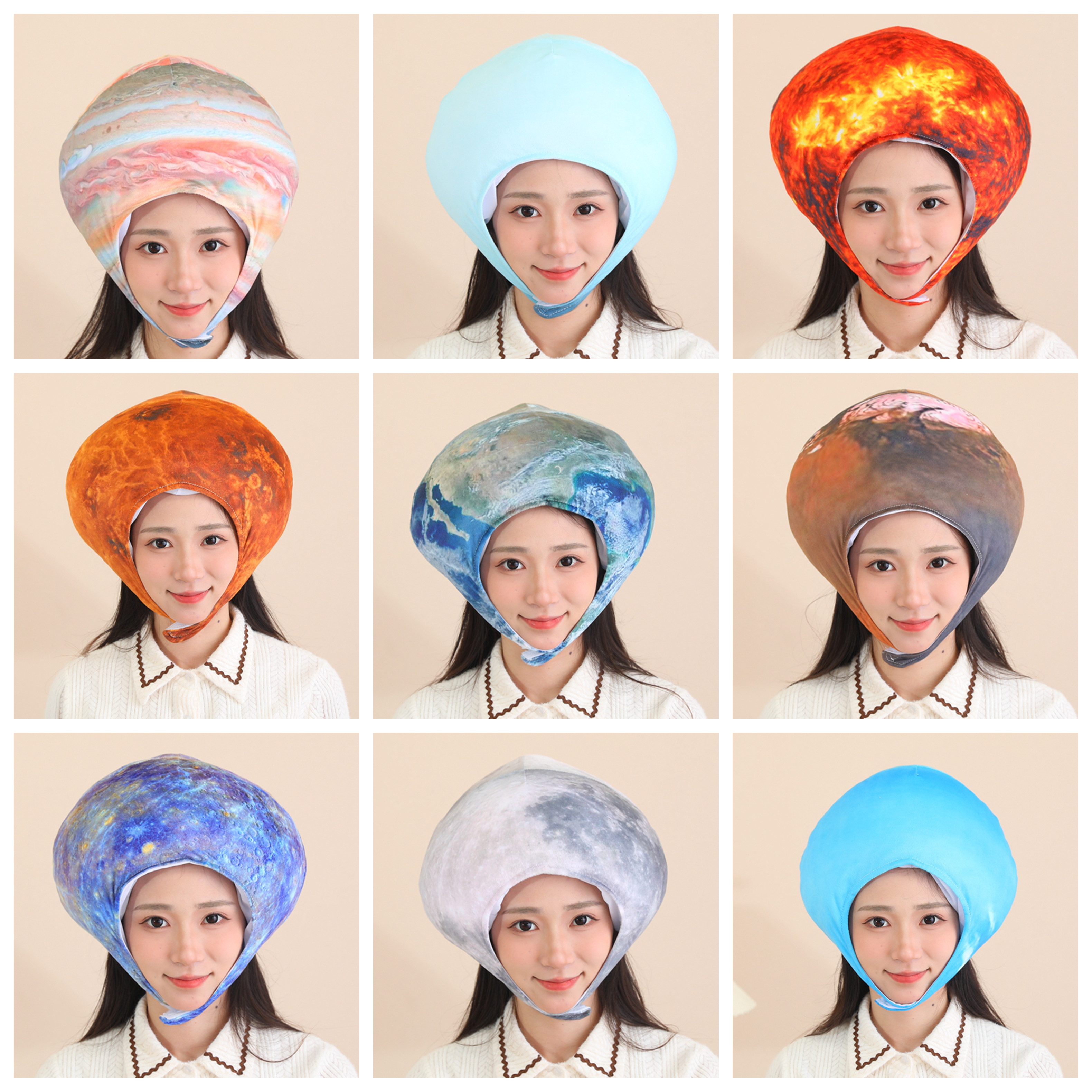 天文星体九大行星头套帽子月球地球金木水火土星表演拍照道具活动