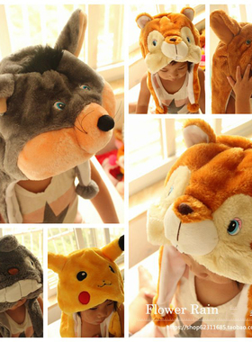 老鼠袋鼠松鼠鼠卡通猫抓老鼠动物头饰帽动物帽会表演道具头套装饰