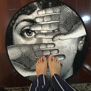 北欧艺术人脸圆形地垫地毯进门垫客厅浴室防滑垫卫生间卧室脚垫子