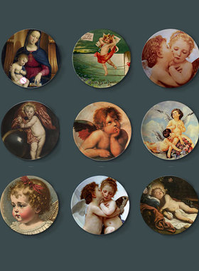 欧式小天使丘比特装饰盘宫廷风复古摆盘瓷盘画出口Cherubs设计碟