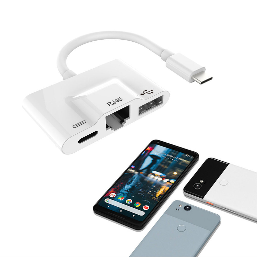 适用华为Type C转RJ45以太网卡USB充电ipad鼠标键盘读卡相机套件