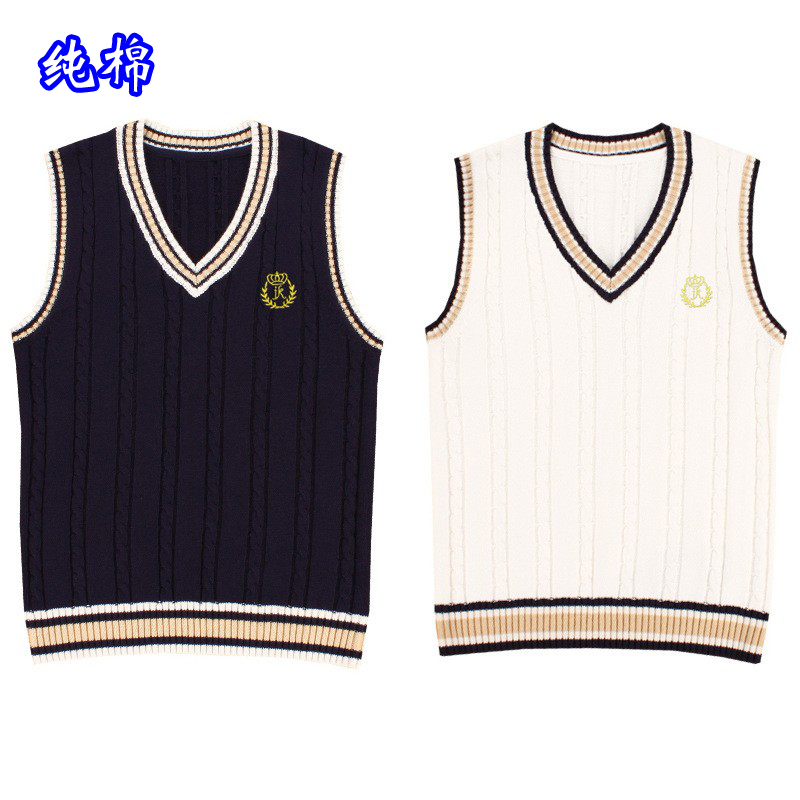 JKv领背心学生马甲针织衫毛衣