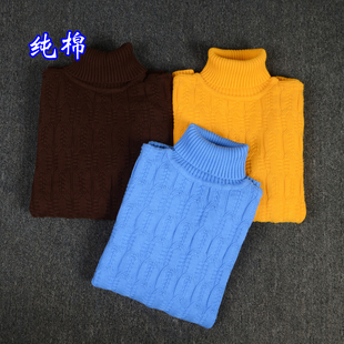 纯棉针织衫 保暖 毛衣女100%全棉麻花高领翻领打底线衣加绒加厚冬季