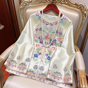 新中式国风外套2026春秋新款醋酸刺绣复古盘扣改良唐装上衣太太服