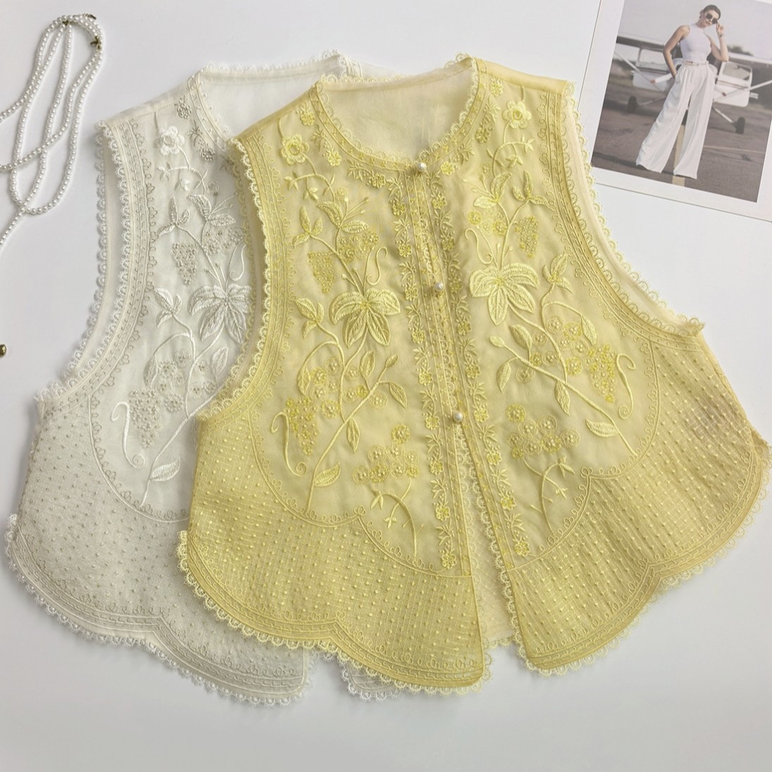 2026春夏新款女装高级感桑蚕丝欧根缎新中式马甲国风刺绣坎肩背心