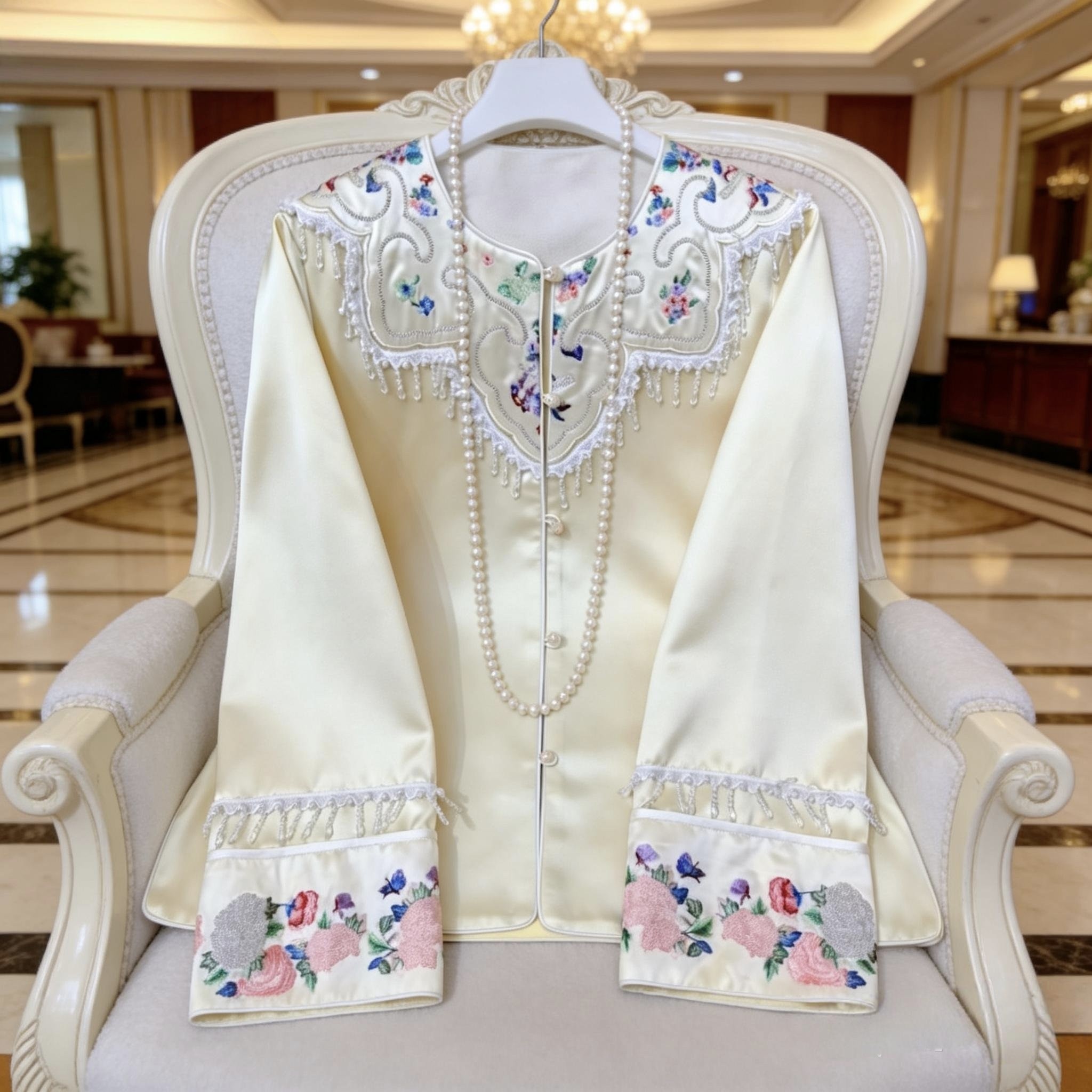 新中式刺绣云肩流苏醋酸外套春季复古国风改良唐装上衣女国潮茶服