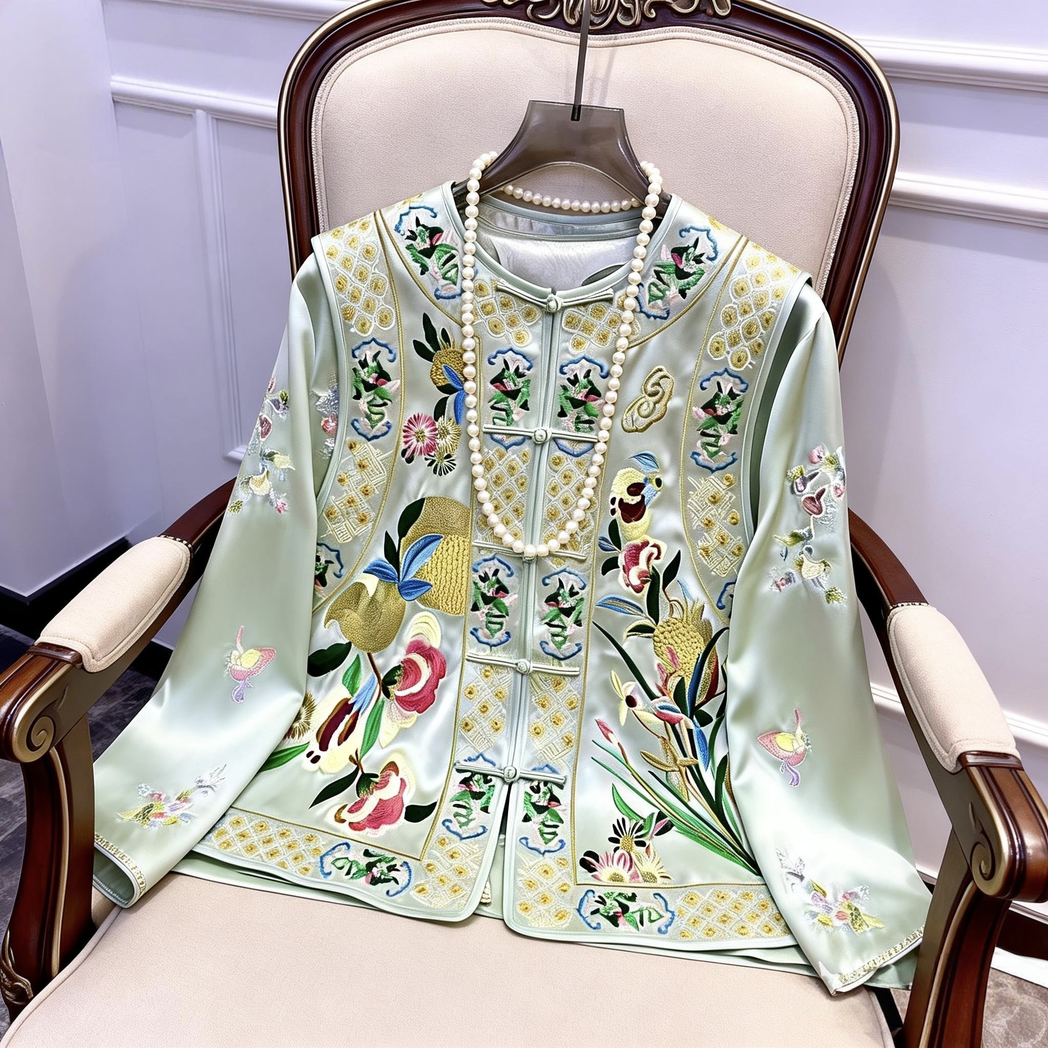 2026春秋新中式重工刺绣醋酸马甲外搭复古国风改良唐装坎肩背心女