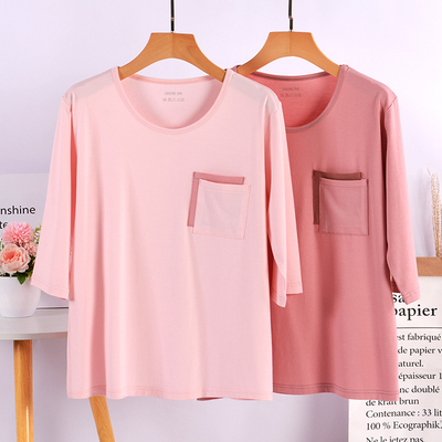 莫代尔棉七分袖女睡衣家居服纯色