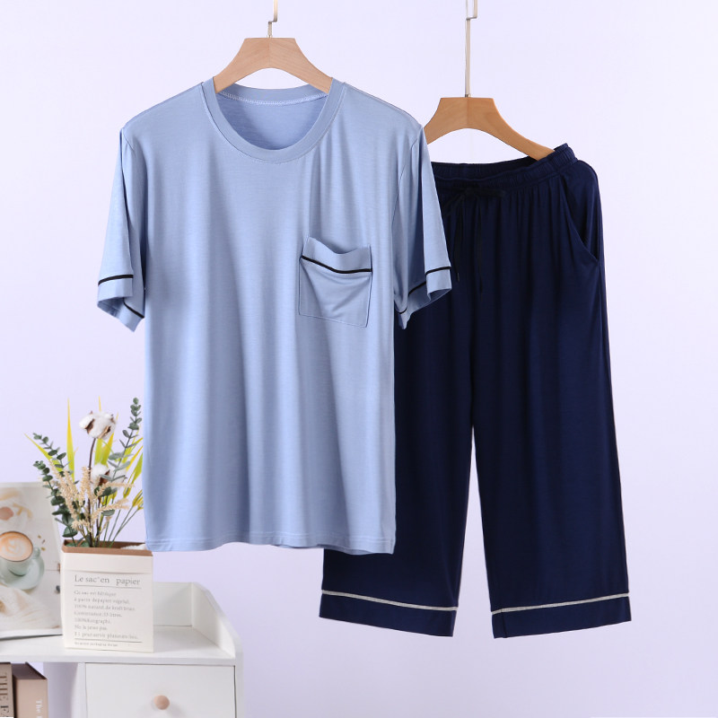 七分裤男睡衣家居服莫代尔图片