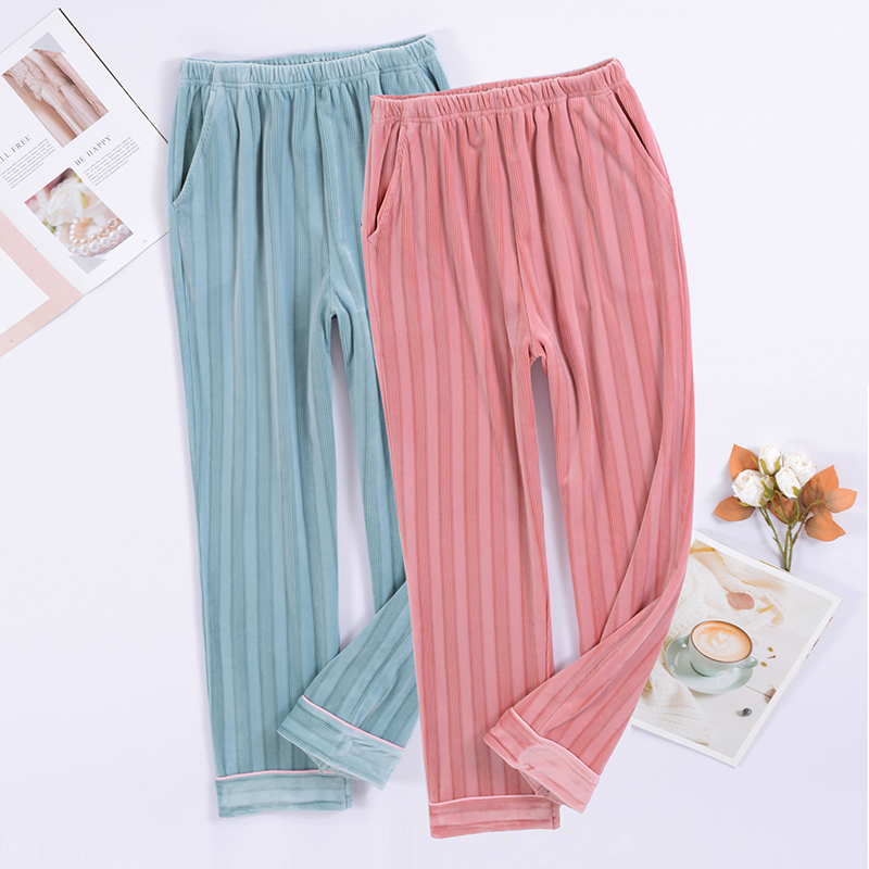 海岛绒女士睡裤双面加绒舒适柔软