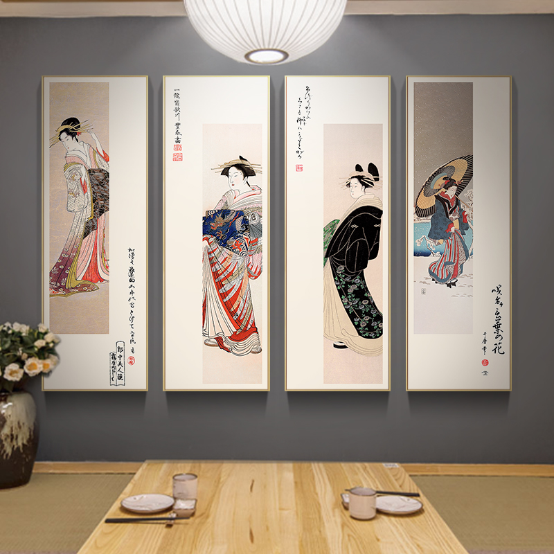 日式风格仕女图装饰画和风浮世绘日料餐厅挂画禅意日本居酒屋壁画