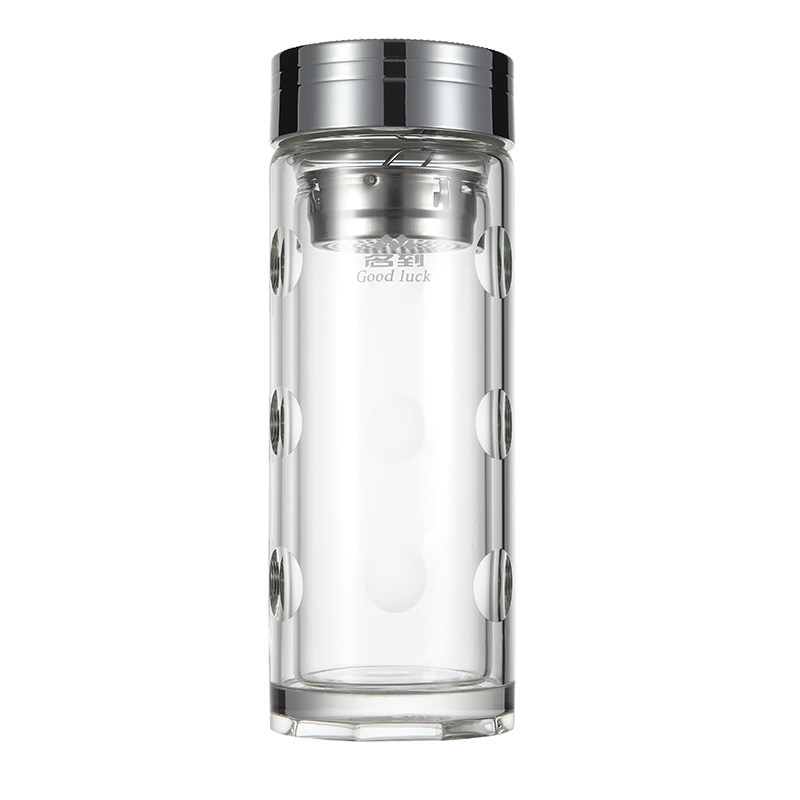 名到MIODO 双层玻璃杯随手泡茶 圆点设计 MD-85201 450ml