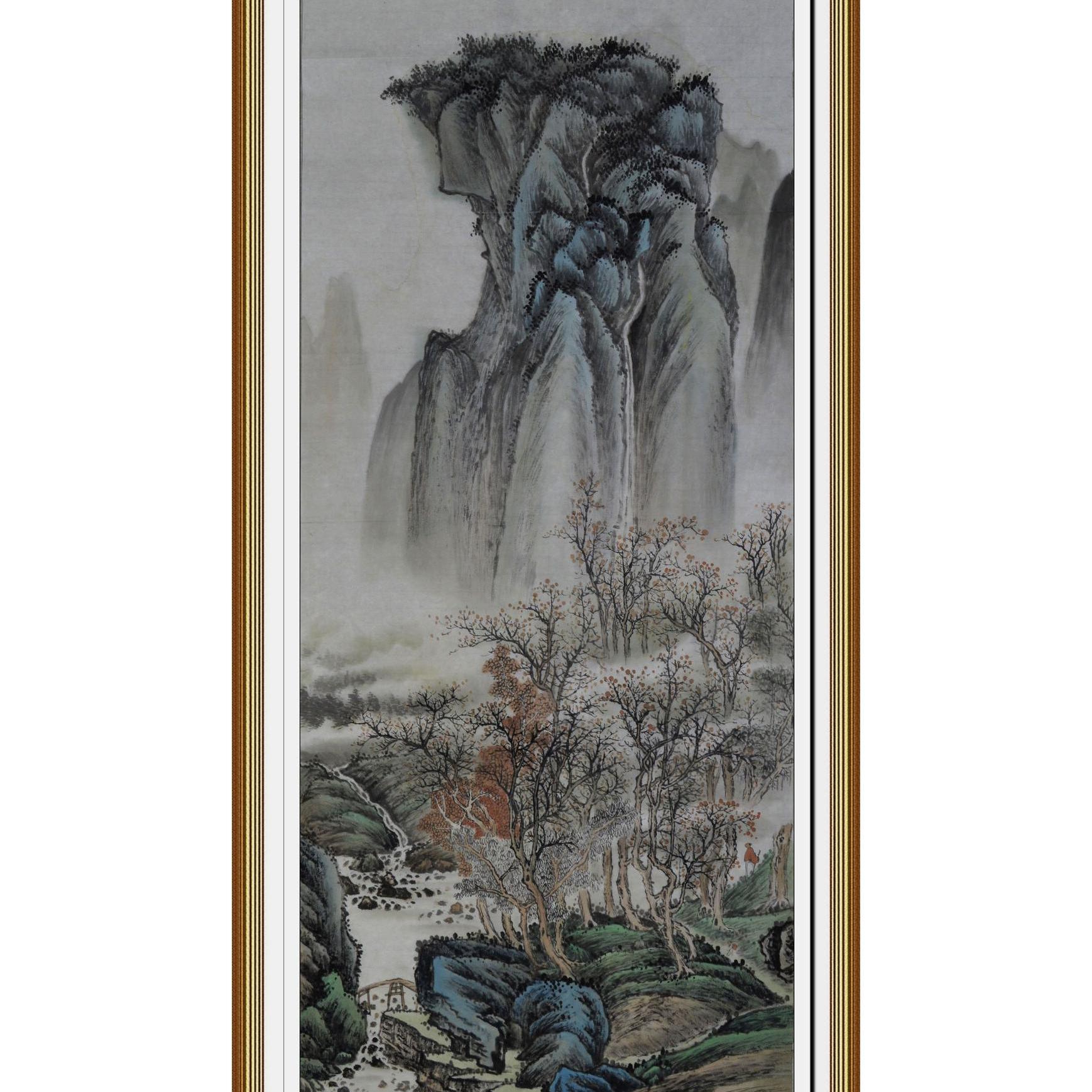 国画一枫斋纯手绘装饰画苏永刚山水画四尺中堂客厅秋山万朩玄关