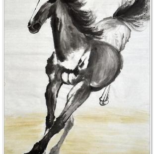 热卖一枫斋纯手绘精品国画走兽画四尺中堂仿徐悲鸿奔马图好评如潮
