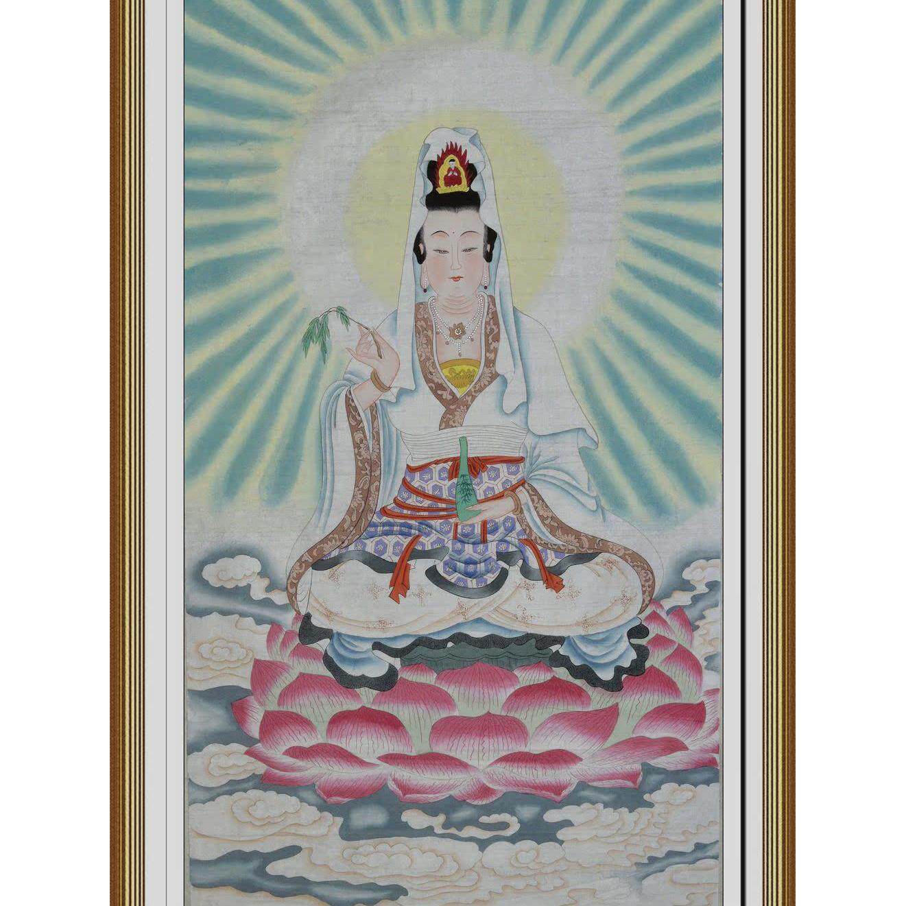 热卖一枫斋纯手绘精品国画人物画四尺中堂纸本三圣图新品厂家直销