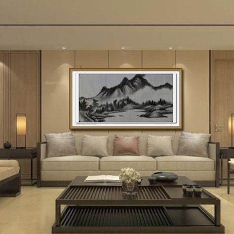 热卖一枫斋纯手绘精品国画仿古山水画四尺中堂仿王鉴苍山独钓图