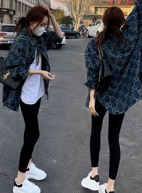 春装女2024年秋款高级感超好看炸街上衣名媛小香风衬衫印花外套女