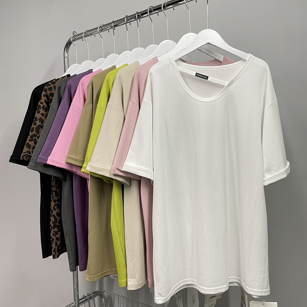 zw2769卓娃夏韩国ulzzang斜条简约圆领宽松百搭纯色短袖t恤女上衣