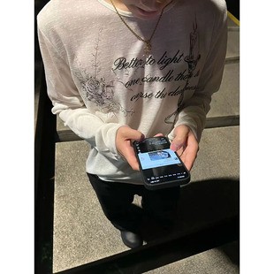复古花卉印花罩衫男手绘烛台玫瑰花长袖薄款宽松日常出行叠穿上衣