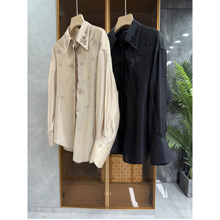 yuan厂订单 AE0531 钉珠天丝翻领长袖 上衣女 衬衫 美翻