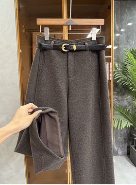 大Q货！上腿气质提升！绵羊毛毛呢休闲直筒裤女   C25527~JS