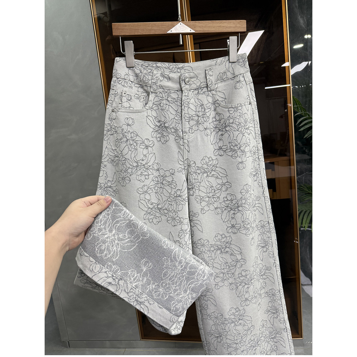 高个子收！厂里疯狂推荐！重工提花高腰牛仔阔腿裤女  R88025~ME,女装/女士精品,牛仔裤,淘宝优惠券,粉丝福利购,淘宝优惠卷