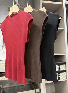 让你瞬间气质拉满！修身金丝羊毛针织衫圆领无袖上衣女  M0837~ZY