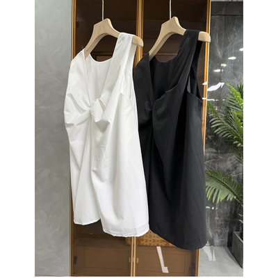 兰精莫代尔扭花V领无袖背心上衣