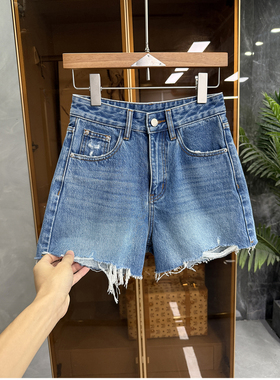 清仓不予退换！翻！毛边中高腰牛仔短裤女M451003~JS