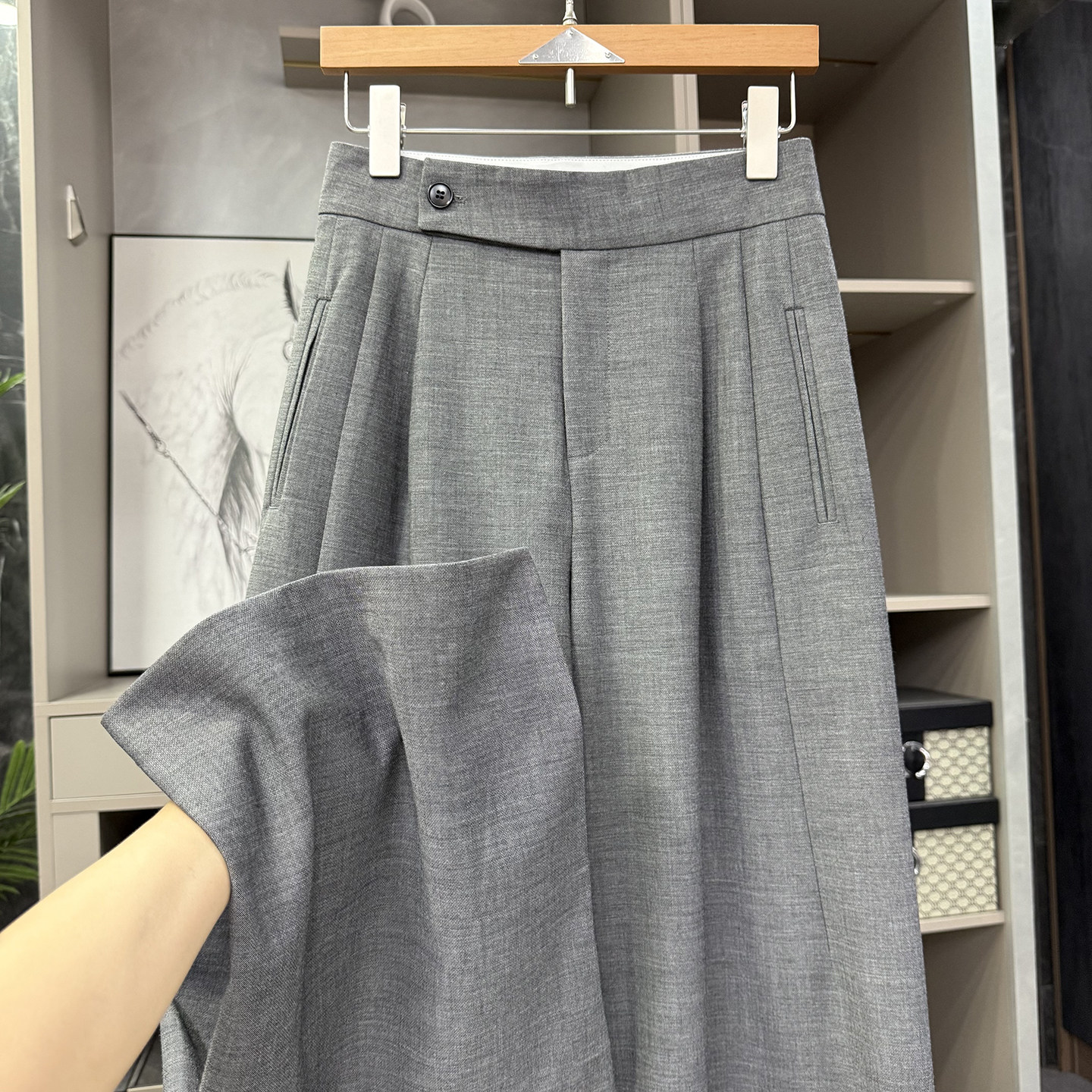 高个子收！走路带风神裤！中高腰休闲直筒阔腿西裤女   H1865~ZY