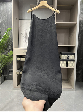 清仓不退#4元厂元料！新中式！P牌真丝提花吊带连衣裙     74018