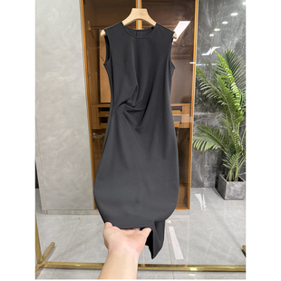 气质一下子出来 25198 修身 连衣裙 压褶扭花圆领无袖 Q货